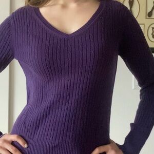 Cherokee Deep Purple V-Neck Sweater
